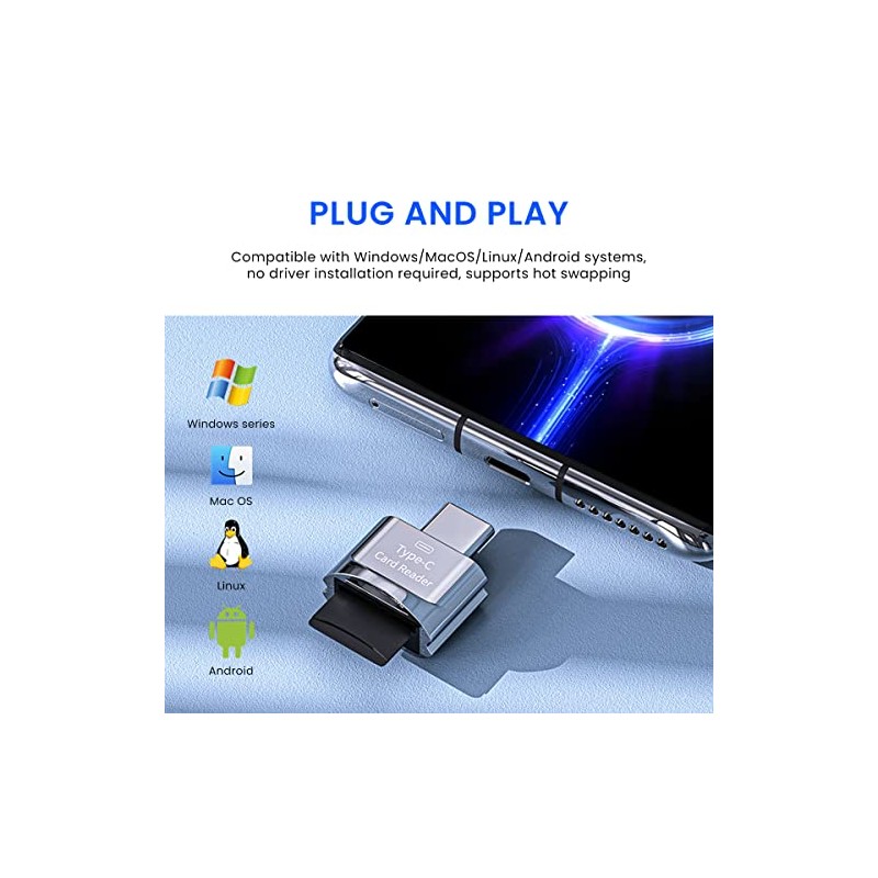 HASTHIP® Lector de Tarjetas Micro SD Tipo C Mini con