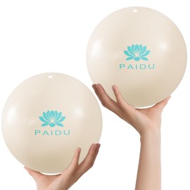 PAIDU Pilates Ball 10-inch Core, Anti-Explosion and Anti-Slip Mini Yoga Balls, Suitable for Pilates, Yoga, Core Training, Physical Therapy, Balance, Stability, Stretching Exercises (2-Pack - White)