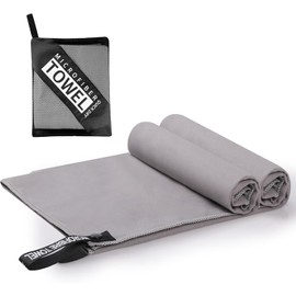 Simpeak Toalla Deportiva 40 * 80 cm, Toallas Microfibra Secado Rápido, Adecuado para Correr, Escalar, Andar en Bicicleta, IR Al Gimnasio, Hacer Yoga, Acampar, Bañarse, 2 Unidad con Bolsa, Gris.