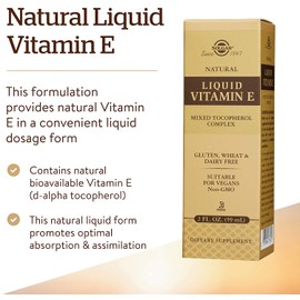 Solgar Liquid Vitamin E (with dropper), 2 fl. oz. - Antioxidant, Skin & Immune Support, Overall Health - Natural, Liquid Vitamin E - Non-GMO, Vegan, Gluten Free, Dairy Free, Kosher - 118 Servings