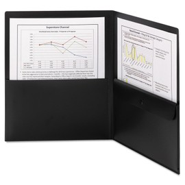 Smead Poly Two-Pocket Folder with Security Pocket, Letter Size, Black, 5 per Pack (87700)