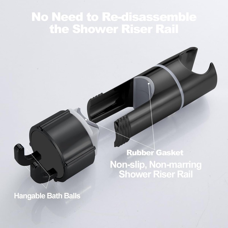 Shower Head Holder for Shower Rail with 2 Hooks, Hand