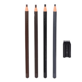 4 Lápices de Cejas Y 1 Kit de Sacapuntas, Juego de Lápices de Cejas Microblading Profesional a Prueba de Agua para Salón de Belleza Y Uso Doméstico (marrón X 2, Gris X 1, Negro X 1)