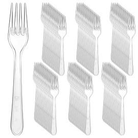 Plastic Forks, 100 Pcs Disposable Forks 7 Inch Heavy Duty Clear Plastic Forks for BBQ, Picnic, Home, Party, Restaurant