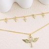 Layered Gold Cross Necklace for Women 14K Gold Plated Wing
