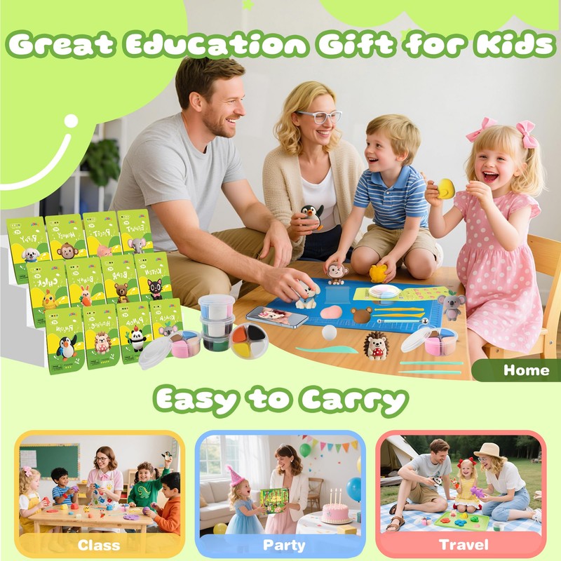 Air Dry Clay Kit, 12 Animals Modeling Clay for Kids,