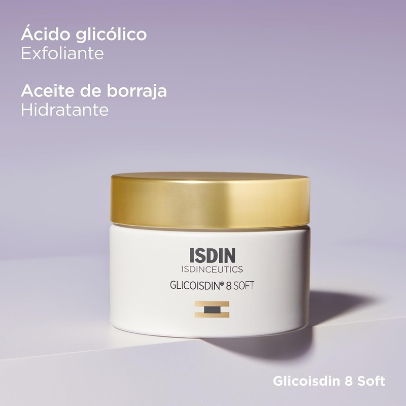 Isdinceutics Glicoisdin 8 Soft, Crema Facial Antiedad con Ácido Glicólico
