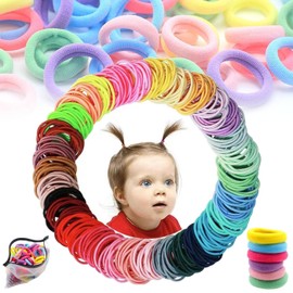 400 PCS Hair Ties, Elastic Hairbands, Cotton Girls Hair Ties, Soft Seamless Elastic Bobbles, Small Ponytail Holders Accessories for Kids, Girls, Infants, Toddlers