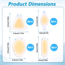 32 Pcs Gel Blister Hydrocolloid Bandages, Ymapinc Waterproof Adhesive Blister Bandages Pads for Feet Toes Protection, Heel Prevention Cushions Second Skin Pads