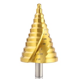 ROGAPER Spiral Groove Step Drill Bit, 12 Steps High-Speed Steel 1/4" to 2-3/8", Large Step Drill Bits for Cutting Holes in Iron Aluminum Copper Plastic Wood