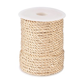 Cuerda trenzada de poliéster champaña de 32.8 yardas, 5 mm, cuerda decorativa trenzada para tapicería, cortina, alzapaños, cordón de honor para decoración del hogar