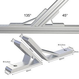 4Pcs 45 Degree/135 Degree 2020 Corner Angle Bracket Connection Joint for 2020 Series Aluminum Extrusion Profile (45 Degree)