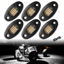 SUNPIE 8 Pods White Rock Lights, Aluminium Metal, 24 High Power Chips, 4M Extension Wires Each, 6000K Pure White, Mounting Pads, IP67 Waterproof Rock Lights for Trucks Trailer Cars SUV ATV UTV Boats