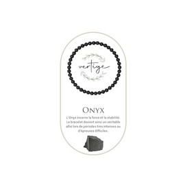 VERTIGE Lithotherapie-Armband aus natürlichen Mineralsteinen, Quelle des Wohlbefindens und des Körpers, bringt RUHE und KLARHEIT, hilft, Stress zu kanalisieren, Frau/Mann (4mm, ONYX)