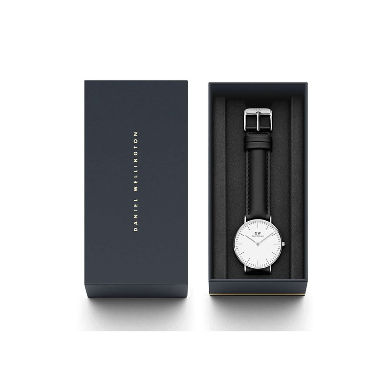 Daniel Wellington Classic Sheffield, Black/Silver Watch, 36mm, Leather, for Women