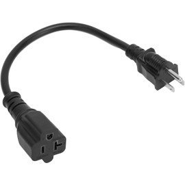 Extension Cord with Ground, 12.8 inches (30 cm) 15A to 20A Plug Adapter with Ground Air Conditioner Nema Household Plug T-Blade Adapter US Plug 125V [432632]