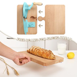 KHINYA Manual Bread Slicer - Bread Slicer for Homemade Bread, Convenient Bread Cutter for Homemade Bread, Extra Splice Bread Board for Free (Tanager Turquoise)