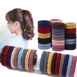 BIANHUAN Hair Ties, Ring Elastics, Colorful, Washable, Cute, Large Capacity, Set of 40, Random Thickness