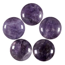 Nupuyai Pack of 5 16 mm Amethyst Cabochons Gemstones, Round Crystal Cabochon Stones, Flatback Healing Stone, DIY Jewellery Beads for Pendants, Jewellery Making, Craft Decoration
