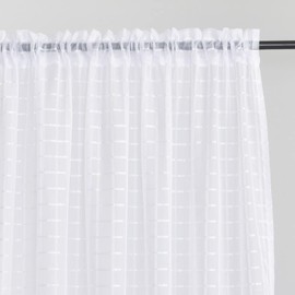 Megachest a pair of sheer IVY checkered pattern voile curtain with tie backs (White,W 56" x L 48" (2 Panels))