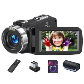 Yuejewlry 8K 64MP Camcorder Video Camera 18X Digital Zoom YouTube Vlogging Camera Webcam IR Night Vision 3.0”Touch Screen Camcorders, 32G SD Card, 2.4G Remote Control and 2 Batteries