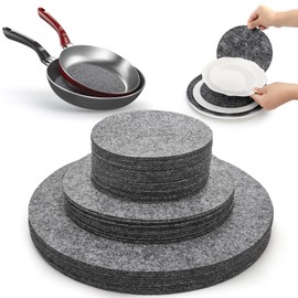 Jucoan Set of 80 Felt Plate Dividers, 5”/7.5”/10.5” Round Thick Soft Felt Plate Dish Separator Protectors for Porcelain, China, Dishes & Saucers Stacking and Package, Grey, 3 Sizes