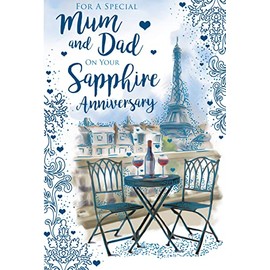 Mum & Dad On Your 45th Sapphire Paris Happy Anniversary Card Lovely Verse