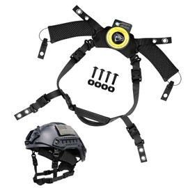 AOUTACC Helmet Suspension Strap System with Liner,Helmet Chin Strap Tactical Helmet Accessories with Bolts and Screws for MICH/FAST/IBH/M88 (Black)