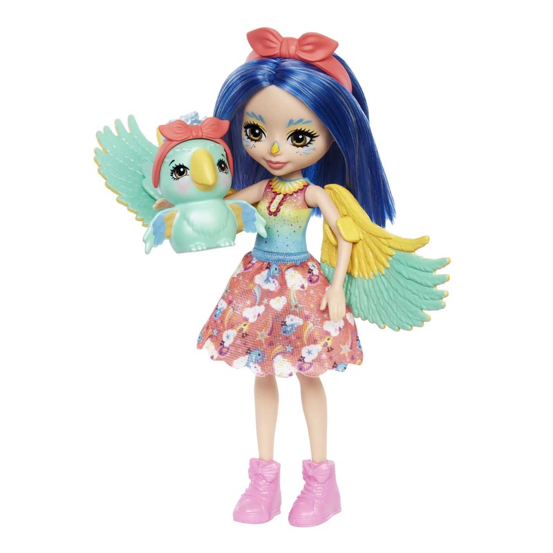 Enchantimals HHB89 Prita Parakeet (Budgie) & Flatter Doll, Toy for
