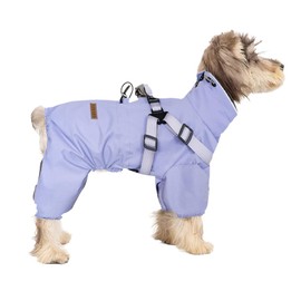 HDKUW Small Dog Raincoat Harness, Four-Legged Full Coverage Dog Raincoat, Waterproof 4-Legs Dog rain Jacket with Reflective Strip, Adjustable Puppy Waterproof Clothes Purple 3XL