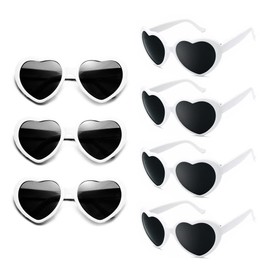 Neon Colors Party Favor Supplies Wholesale Heart Sunglasses (7 Pack White)
