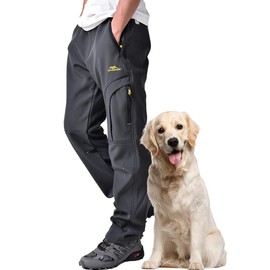 Toomett Men's snow Pants Skiing Winter Insulated Soft Shell Outdoor fleece lined Hiking Pants with zipper pockets,MH4409,Grey,42