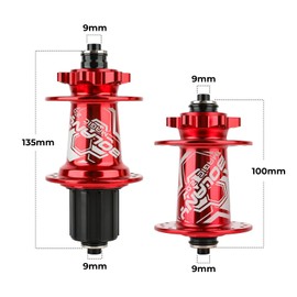 VIARON X7 MTB Bike Hub Disc Brake Hubs Front Rear HG 8/9/10/11/12 Speed+Quick Release Lever 6 Claws 32 Holes 108 Clicks (Red)