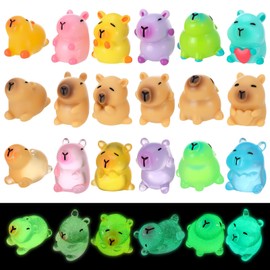 GSrenyu 36pcs Mini Resin Animals, Capybara Tiny Animal Resin Figurines, Miniature Glow in the Dark for DIY Desk Accessories Capybara Mini Toy Micro Landscape Decoration