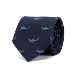 [COLORATA] Carolata Shark Pattern Necktie (100% Silk / Jacquard Woven), Animal Pattern, Shark 57.1 x 3.3 inches (145 x 8.5 cm), Gift Present, navy & blue