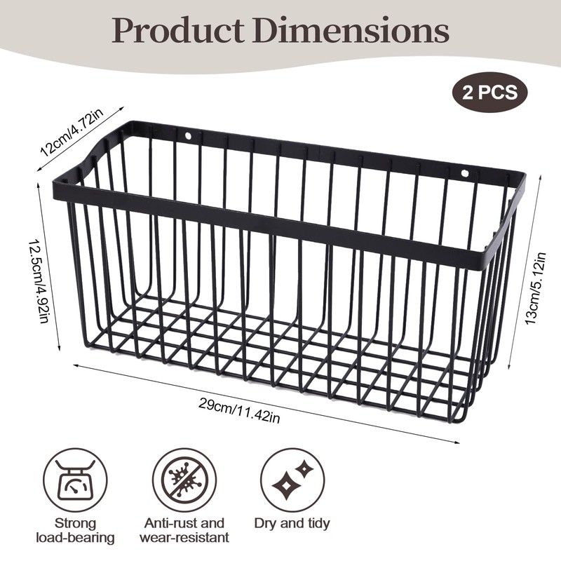 LecuSyn 2 Pcs Fruit Basket Wire Baskets, Fruit and Veggie