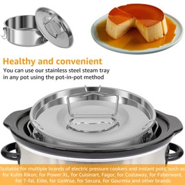 Flan Mold with Lid, Stainless Steel Flan Pan Mold with Handle,1.5QT Capacity Baking Flan Maker with Spatula, Portable Round Flan Baking Pan for 6-8QT Fast Pot Making Cheesecake Cupcake Pudding