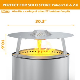 Heat Deflector for Solo Stove Yukon 27" Accessories Stainless Steel Heat Diffuser for Firepit Captures and Redirects Warmth with Handle and Legs for Outdoor