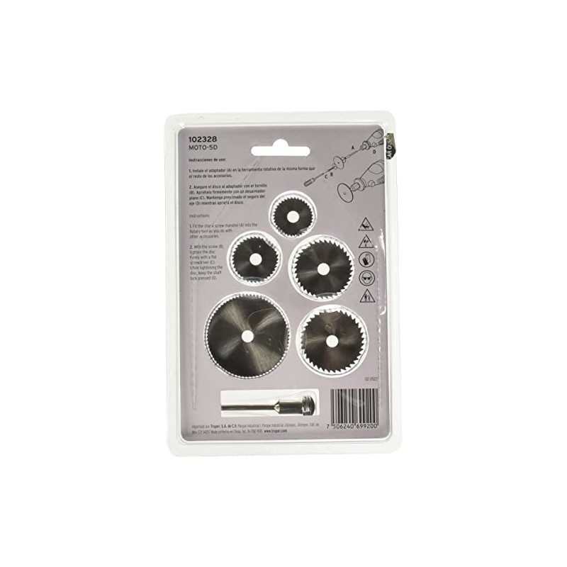 Truper MOTO-5D, Juego de 5 mini discos sierras para mototool