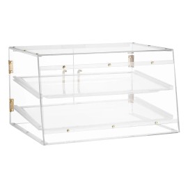 2-Tier Commercial Countertop Bakery Display Case Clear Acrylic Bread Box Pastry Cabinet for Kitchen Commercial Bakery EquipmentOpening Method: Dual Magnetic Door, Number of Layers: 2