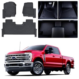 AltraVos Floor Mats for Ford F250/F350/F450 2017-2024 2025 Super Duty Crew Cab, 2nd Row TPE All Weather Floor Liners for 2025 F250 F350 (Not for Vinyl Floor)