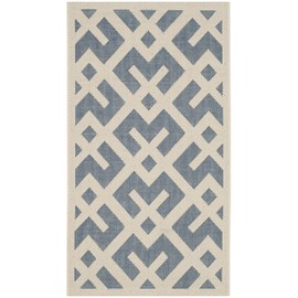 SAFAVIEH Courtyard Collection Accent Rug - 2' x 3'7", Blue & Bone, Non-Shedding & Easy Care, Indoor/Outdoor & Washable-Ideal for Patio, Backyard, Mudroom (CY6915-233)