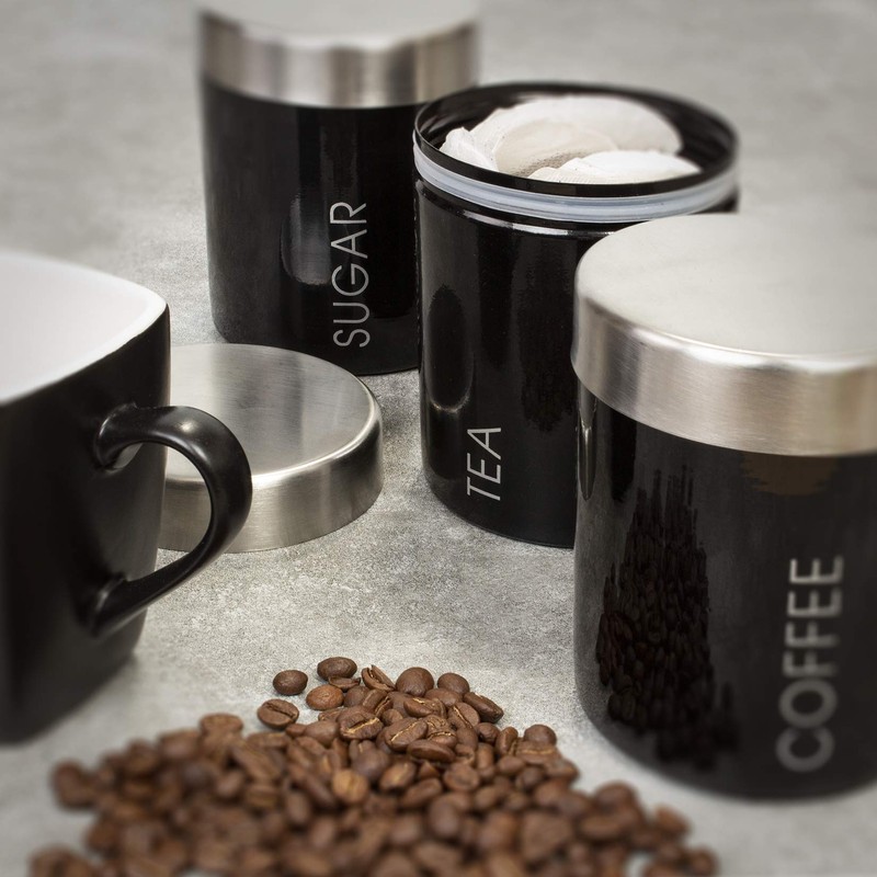 EHC Set of 3 Airtight Tea Sugar and Coffee Storage
