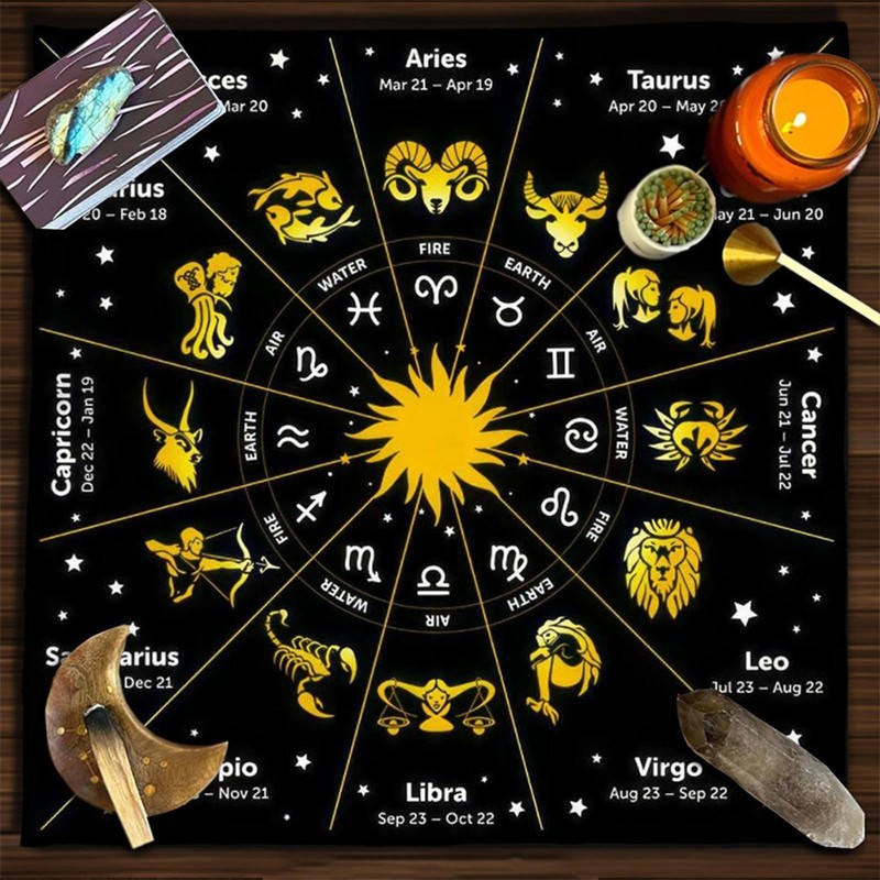 Tarot Table Cloth | 19.68x19.68in Square Velvet Tarot Tablecloth |