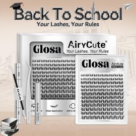 Glosa | AiryCute Velour Luxe Collection Upgrade U Lashes with Ultra-Dense, Waterproof, Long-Lasting Lashes | Vivi | Natural Daily | Beginner-Friendly DIY Lashes for a Flawless, Voluminous Look | Trendy & Must-Have Clusters:_Glosa Kit 