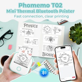 Phomemo Mini Printer,T02 Thermal Printer,Portable Photo Phone Printers for Students,Wireless Sticker Printer for iOS & Android,Small Bluetooth Printer for Home Office School Crafters Kids Friends