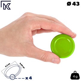 KADAX Screw Cap fi43 mm, Twist-Off Metal Lid Set, Fits 40 ml Jars, Replacement Lids with 4 Locking Teeth, Lids for Jars, Bottles and Mason Jars (50 Pieces, Green)