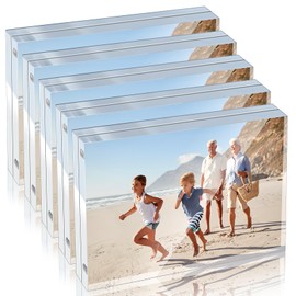 Yalikop 5 Pack 3.5 x 5 inches Acrylic Picture Frame Desktop Frameless Photo Frame Double Sided Transparent Acrylic Frame Clear Horizontal Magnetic Frame for Desk Desktop Display Pictures Holder