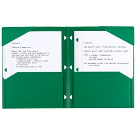 Five Star 2-Pocket Folder, Plastic Folder with Stay-Put Tabs, Fits 3 Ring Binder, Holds 8-1/2" x 11" Paper, Green (333420E-ECM)
