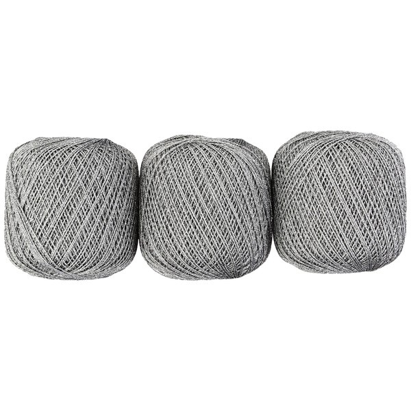 DARUMA ラメのレース糸 レース糸 #30 Col.2 シルバー 系 20g 約137m 3玉セット